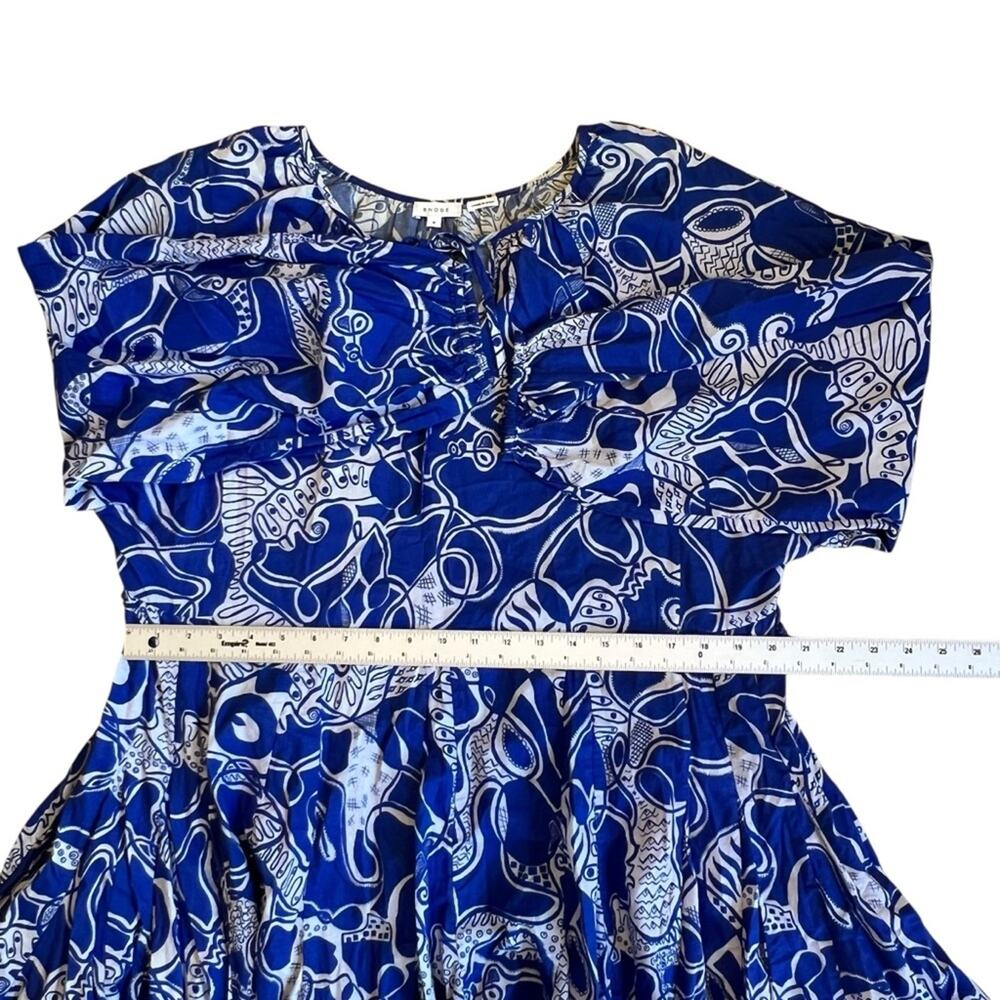 Rhode Women’s Sz M Blue Floral Print Mini Dress Emma Long Sleeve Mini - Picture 11 of 15